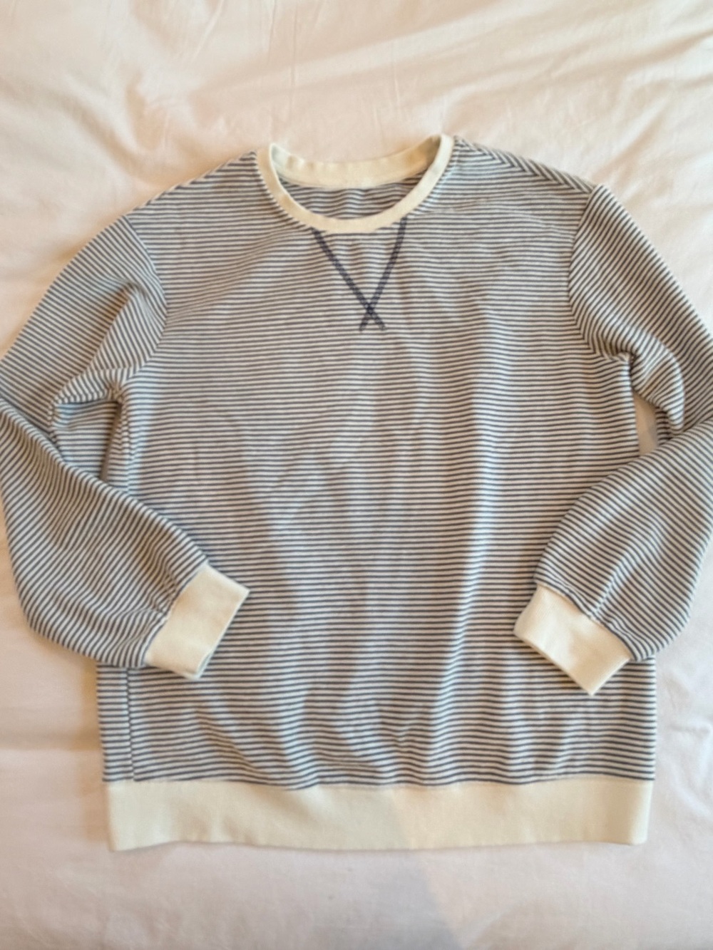 Women’s Striped Crewneck Sweatshirt - Blue & White